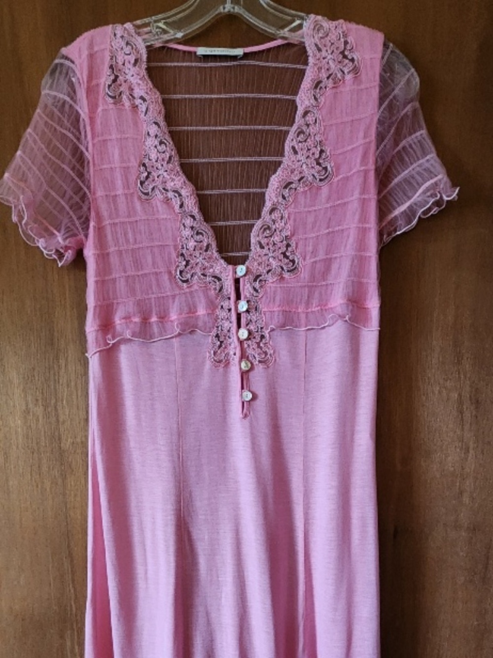 Argentovivo Pink Lace Trim Nightgown Made in Italy